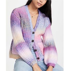 BB Dakota by Steve Madden Chunky Pastel Rainbow Ombre Cardigan Sweater
